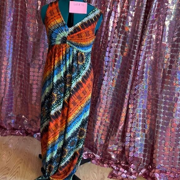 CHICOS tribal print maxi dress in size small - Picture 2 of 11